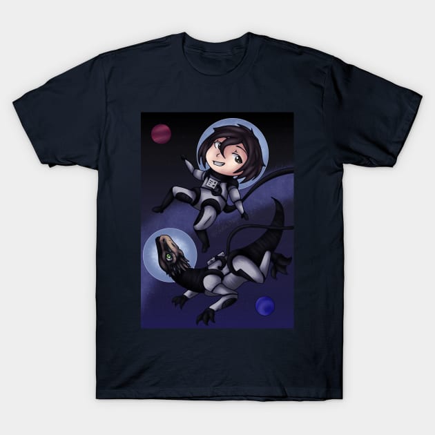 Space Dinosaur T-Shirt by SakuraDragon